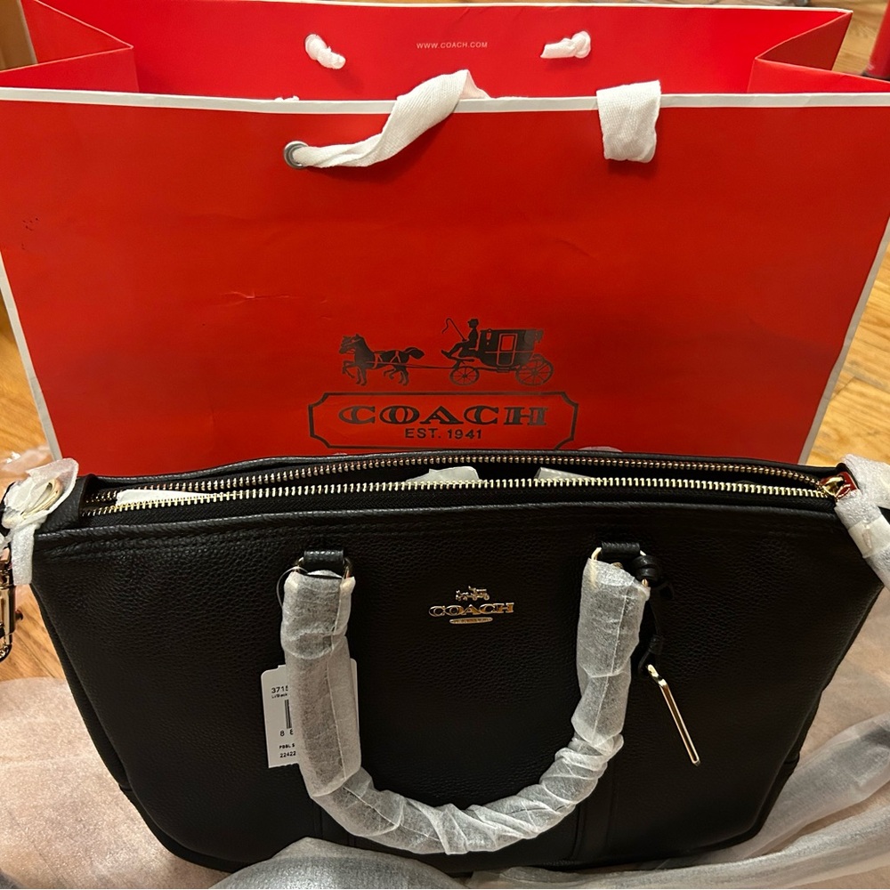 Coach Central Satchel In Polished Pebble Leather